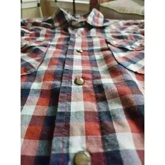 Wrangler Plaid Pearl Snap Button Down Men's Size Medium - Picture 9 of 12